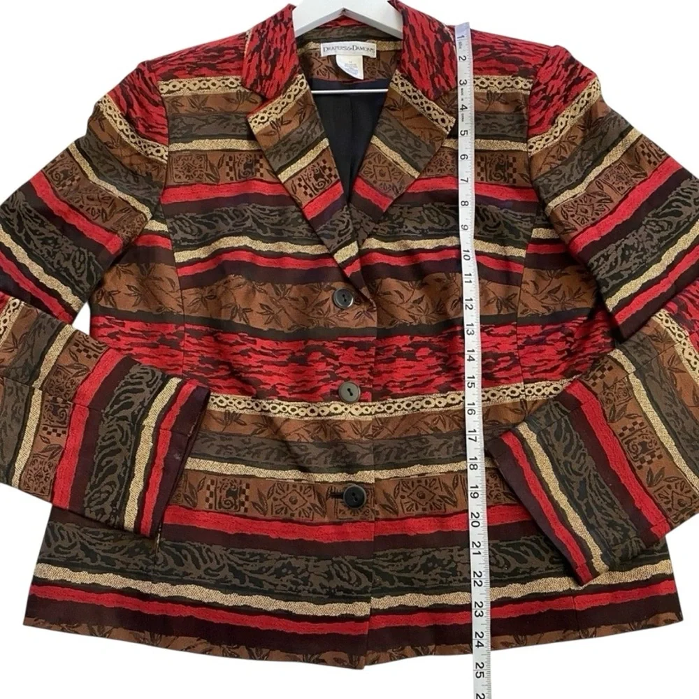 Vintage Draper’s & Damon’s Womens Boho Western Button Front Blazer Size 14